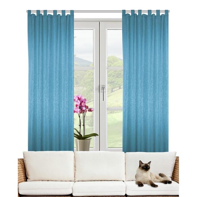 Friedland Synthetic Tab Top Curtain Pair, Opaque (Set of 2) Brayden Studio Size: 132cm Width x 145cm Drop, Colour: Turquoise on Productcaster.