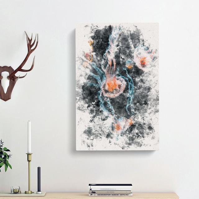 Peach Jellyfish - Wrapped Canvas Painting Print East Urban Home Size: 60cm H x 40cm W x 4cm D on Productcaster.