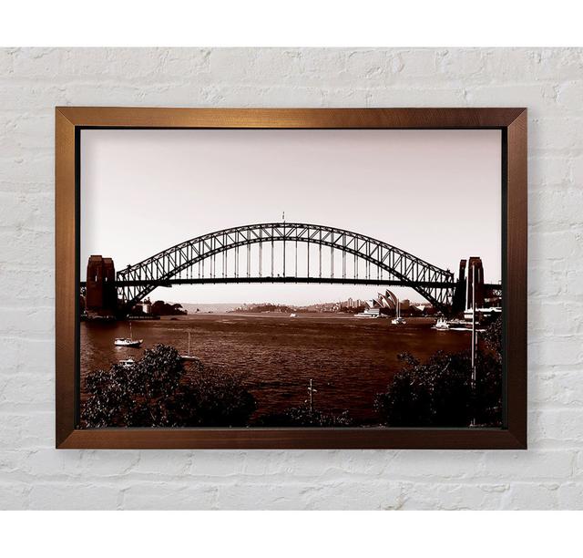 Sydney Harbour Bridge Brown - Single Picture Frame Art Prints Bright Star Size: 42cm H x 59.7cm W x 3.4cm D on Productcaster.