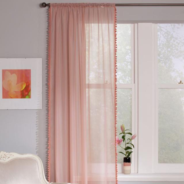 Adalard Sheer Slot Top Voile Panel Panel World Menagerie Panel Size: 142 W x 206 D cm, Curtain Colour: Dusky Pink on Productcaster.