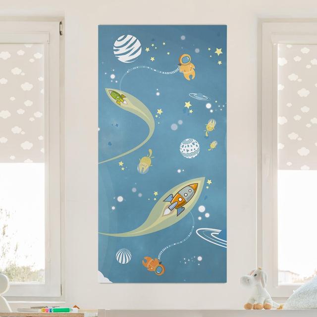 Colourful Space Drifting - Wrapped Canvas Graphic Art Isabelle & Max Size: 80cm H x 40cm W on Productcaster.