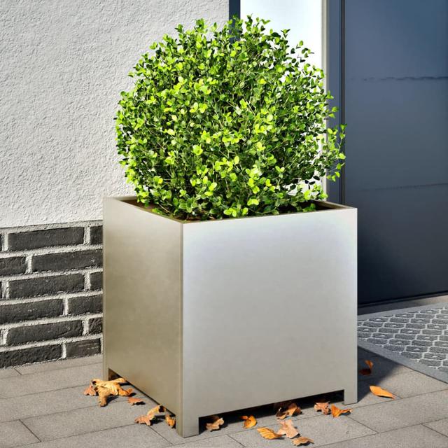 Alhasan Metal Elevated Planter Borough Wharf Colour: Silver, Size: 50cm H x 50cm W x 50cm D on Productcaster.