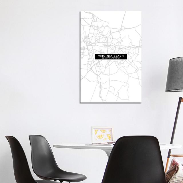 Virginia Beach Stadtplan Minimal Style von WallDecorAddict - Galerie-umwickelte Leinwand Giclée auf Leinwand Trent Austin Design Format: Leinen, Größe on Productcaster.