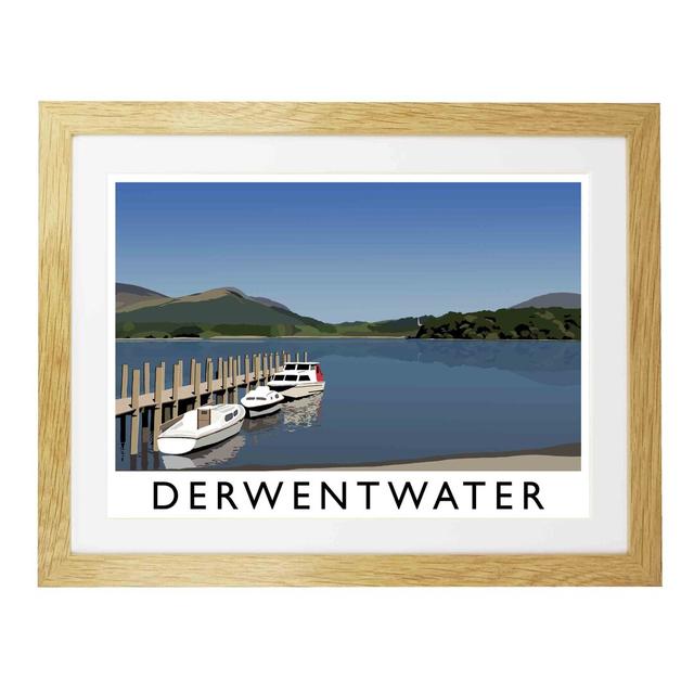 Derwent Water by Richard O'Neil - Graphic Art Print on Paper East Urban Home Format: Oak Wood Frame, Size: 33.5 cm H x 43.5 cm W x 2.2 cm D on Productcaster.