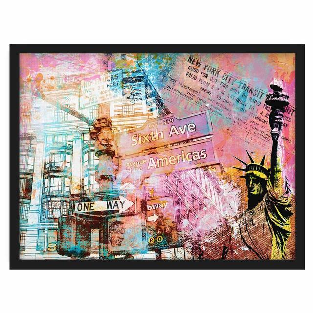 Sixth Avenue New York Collage - Picture Frame Graphic Art Williston Forge Size: 50cm H x 70cm W x 2cm D, Frame Option: Black on Productcaster.