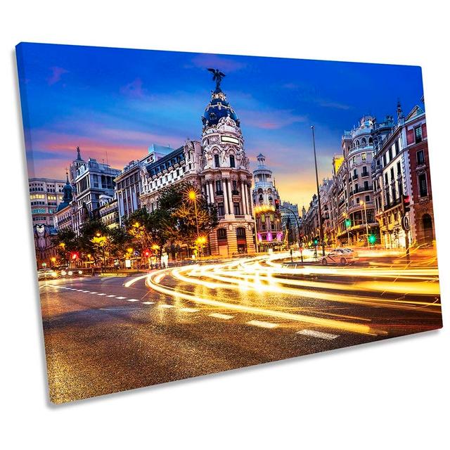 Madrid Spain Cityscape - Wrapped Canvas Print Ebern Designs Size: 50.8cm H x 76.2cm W on Productcaster.