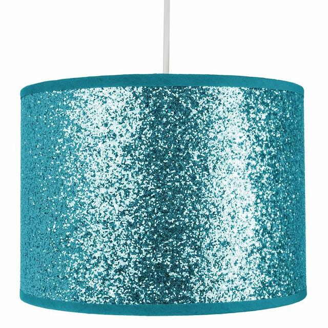 Modern and Designer Bright Glitter Fabric Pendant/Lamp Shade Fairmont Park Colour: Teal, Size: 18cm H x 25cm W x 25cm D on Productcaster.