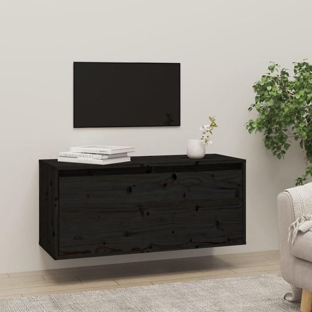 Goeffrey 35cm H x 80cm W Solid Wood Floating Bookcase Ebern Designs Colour: Black on Productcaster.