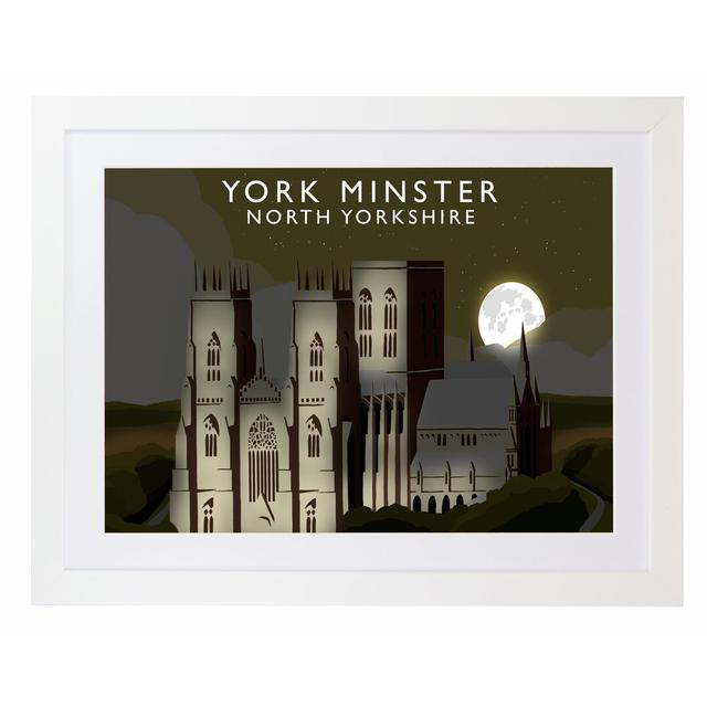 York Minster 2 Night by Richard O'Neil - Picture Frame Graphic Art Print on Paper East Urban Home Format: White Wood Frame, Size: 44 cm H x 54 cm W x on Productcaster.