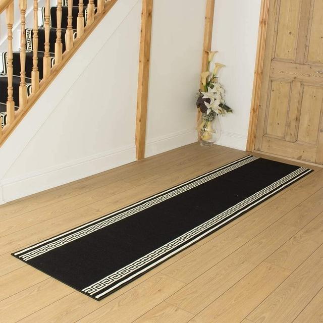 Affonso Tufted Black Hallway Runner Rug World Menagerie Rug Size: Runner 540cm x 60cm on Productcaster.