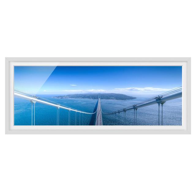 Picture With Frame - Bridge To Island - Panorama Landscape - B House of Hampton Frame Option: White Framed, Size: 20cm H x 50cm W x 2cm D on Productcaster.