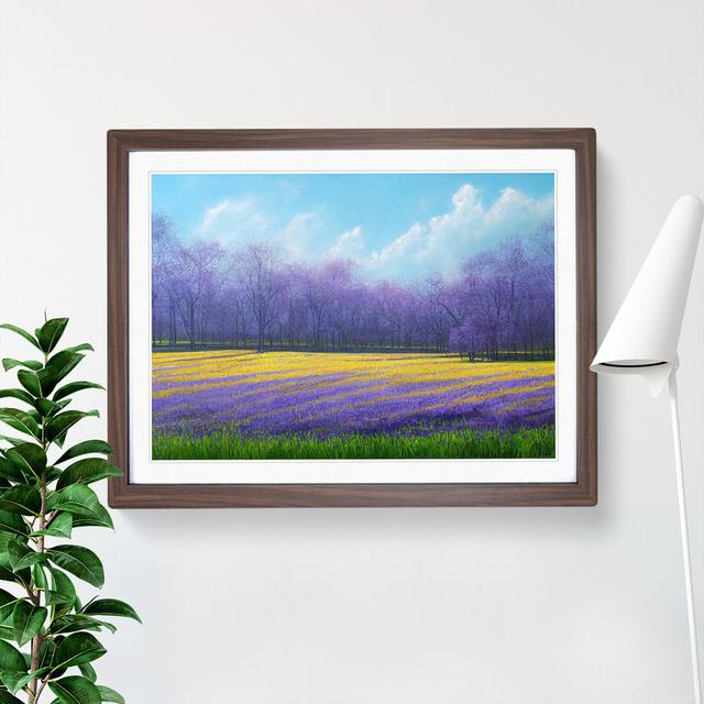 Adorable Bluebell Field - Picture Frame Graphic Art Marlow Home Co. Size: 46cm H x 64cm W x 2cm D, Frame Colour: Walnut on Productcaster.