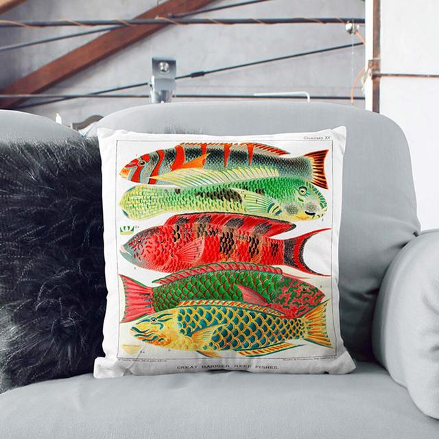 Great Barrier Reef Fishes by W. Saville-Kent Cushion with Filling East Urban Home Size: 40cm H x 40cm W x 15cm D, Backing Colour: Stone on Productcaster.