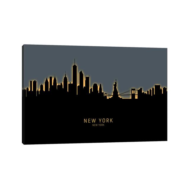 New York Skyline Glow Orange by Michael Tompsett - Wrapped Canvas Art Prints Latitude Run Size: 66.04cm H x 101.6cm W x 3.81cm D on Productcaster.