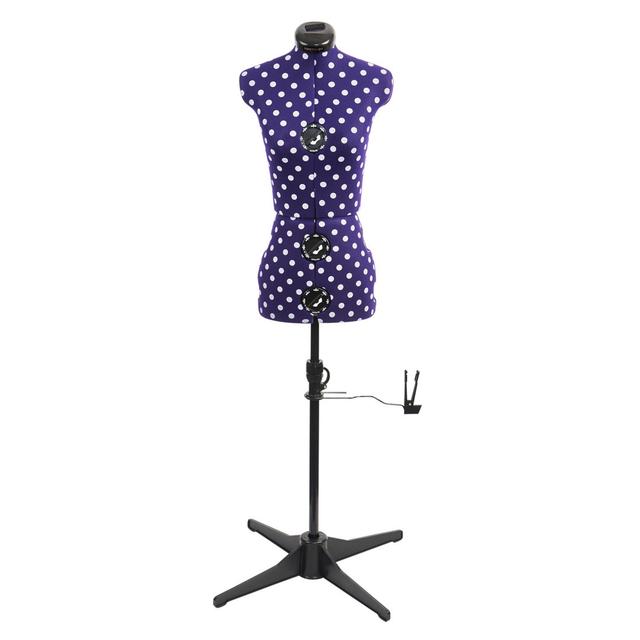 Adjustable Dressmakers Dummy, In Purple Polka Dot With Hem Marker, Dress Form Sizes 6-10 To Pin, Measure, Fit & Display Your Clothes Ebern Designs on Productcaster.