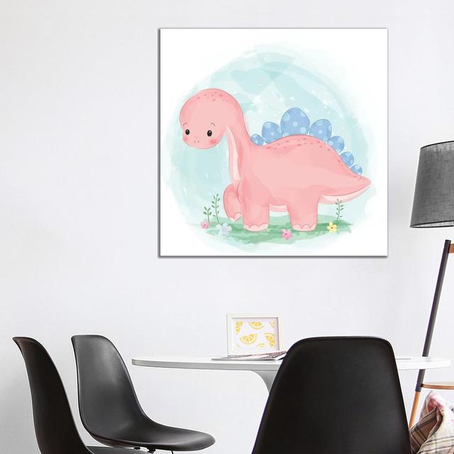 Pink Dinosaur by Art Mirano - Wrapped Canvas Print Zoomie Kids Size: 93.98cm H x 93.98cm W x 1.91cm D on Productcaster.