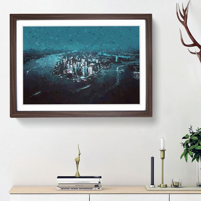 Skyline of New York at Night in Abstract - Picture Frame Graphic Art Print on MDF East Urban Home Frame Option: Walnut Framed, Size: 36cm H x 48cm W x on Productcaster.