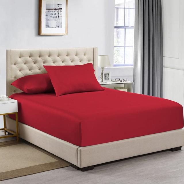 Gundl Supersoft Extra Deep Microfiber Fitted Bed Sheet 17 Stories Size: Single (3'), Colour: Red on Productcaster.