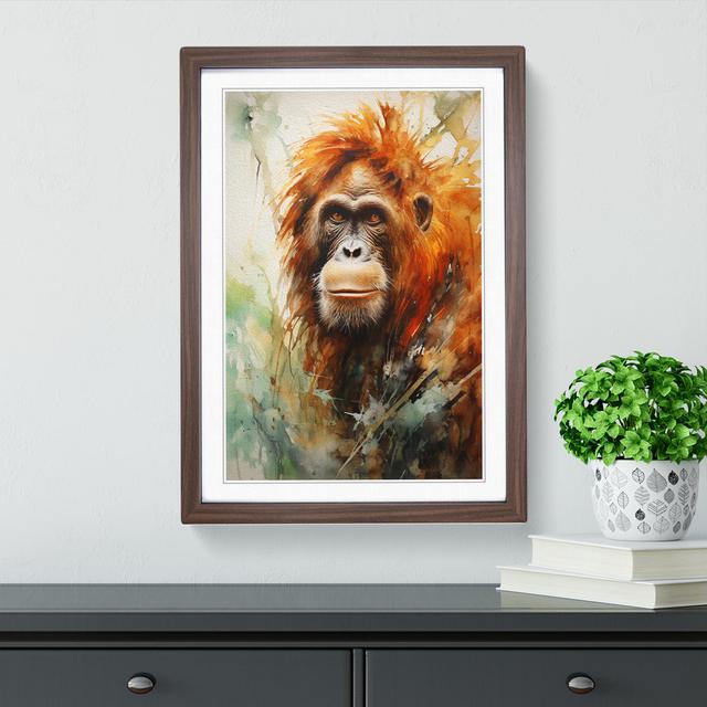 Orangutan Expressionism - Single Picture Frame Print on Wood Big Box Art Size: 34cm H x 25cm W x 2cm D, Frame Colour: Walnut Framed on Productcaster.