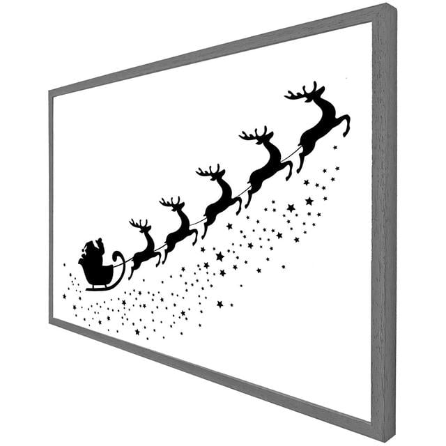 Rannie Santa Claus Flying - Single Picture Frame Art Prints The Seasonal Aisle Size: 76cm H x 114cm W x 4cm D, Frame Colour: Oak on Productcaster.