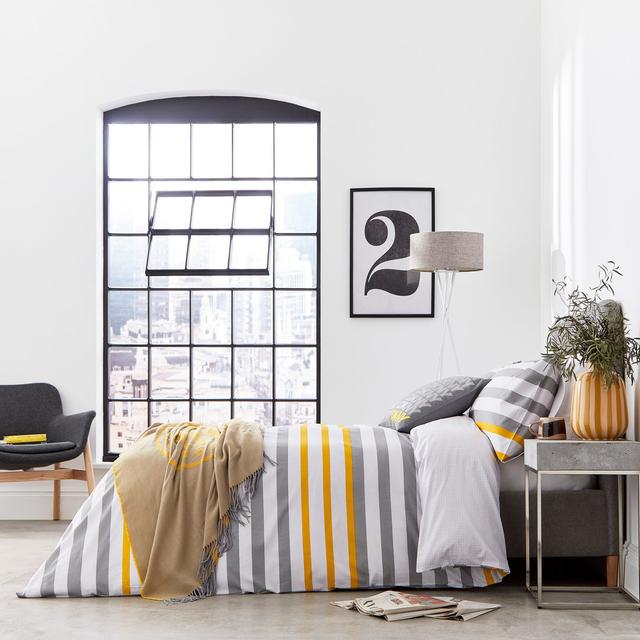 Urban Stripe Cotton Striped Bedding with Pillowcases DKNY Size: Super King Duvet Cover + 2 Pillowcases, Colour: Grey Striped on Productcaster.