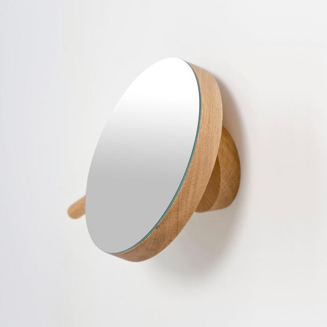 Ayven Round Magnifying Framed Wall Mounted Accent Mirror 17 Stories Finish: Natural Oak on Productcaster.