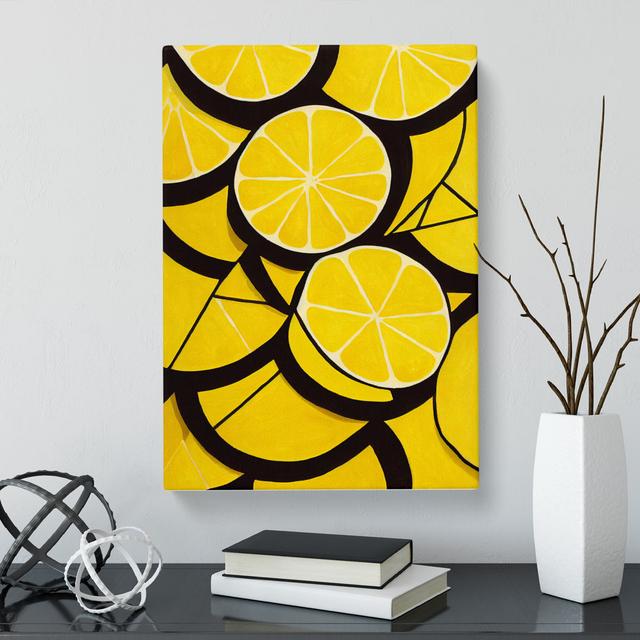 Sliced Lemon Fruit Suprematism - Wrapped Canvas Graphic Art Brambly Cottage Size: 50cm H x 35cm W x 3cm D on Productcaster.