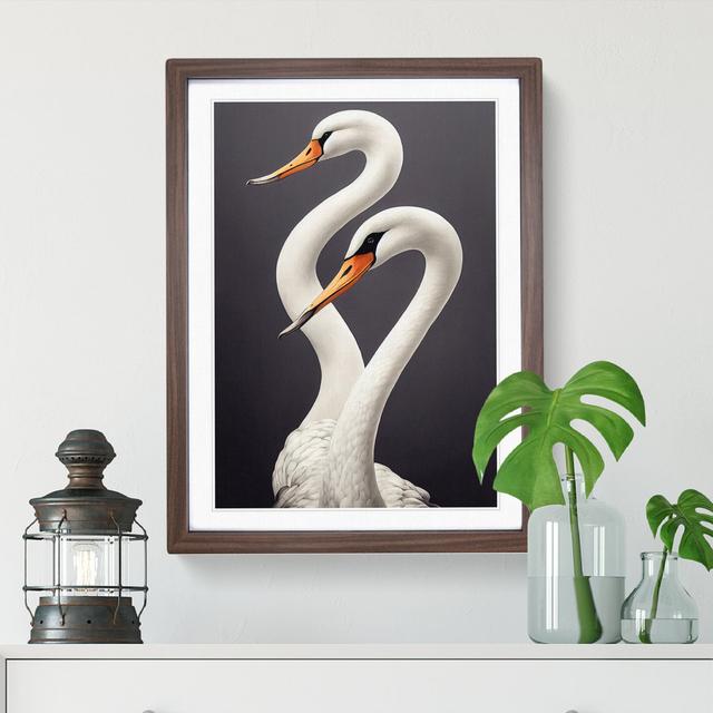 Two Pretty Swans - Single Picture Frame Print Marlow Home Co. Frame Colour: Walnut Framed, Size: 46cm H x 34cm W x 2cm D on Productcaster.