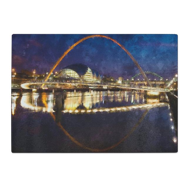 The Millennium Bridge in Newcastle Painting Chopping Board East Urban Home Size: 20cm W x 28.5cm L on Productcaster.