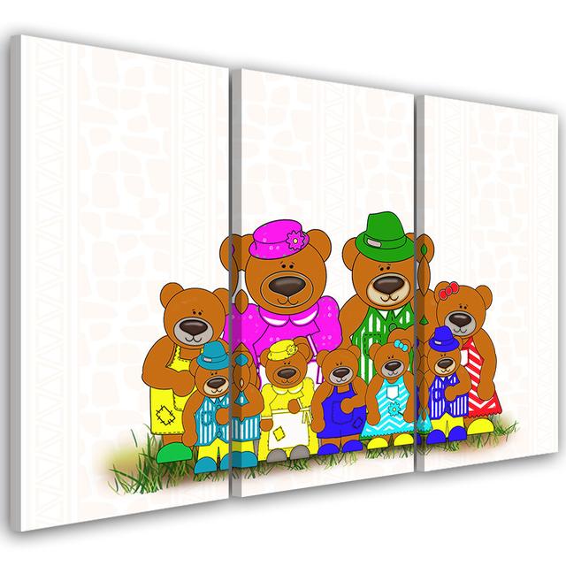 Canvas Print Colourful Bears Maturi Size: 30cm H x 60cm W x 2cm D on Productcaster.