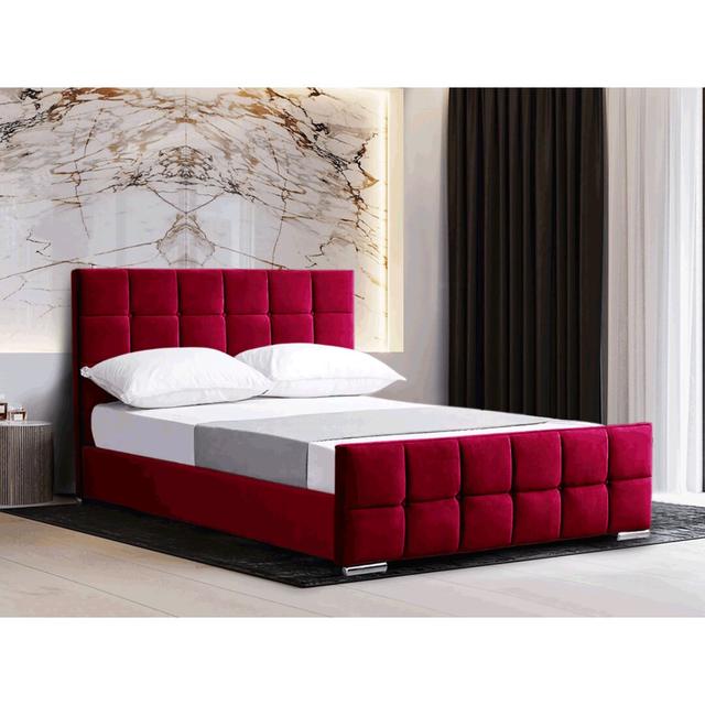 Kappler Upholstered Bed Frame Canora Grey Colour: Red, Size: Double (4’6) on Productcaster.