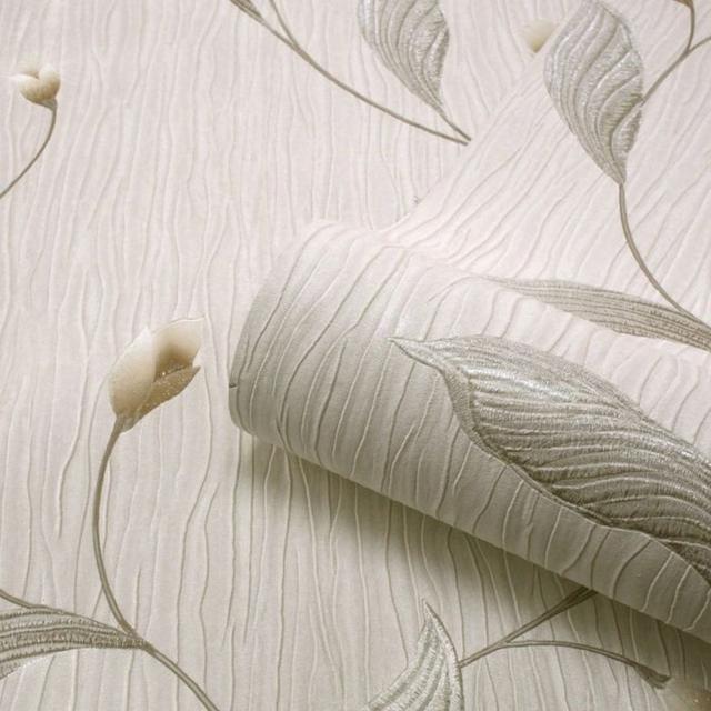 Manufahi 10m x 53cm Textured Matte Wallpaper Roll ClassicLiving Colour: Cream/Silver on Productcaster.