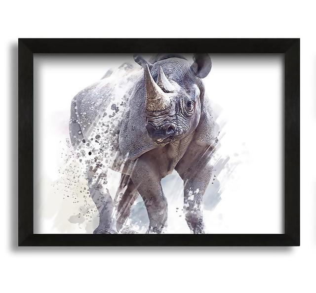 Watercolour Rhino - Picture Frame Graphic Art on Canvas Bloomsbury Market Size: 30cm H x 42cm W x 10cm D on Productcaster.