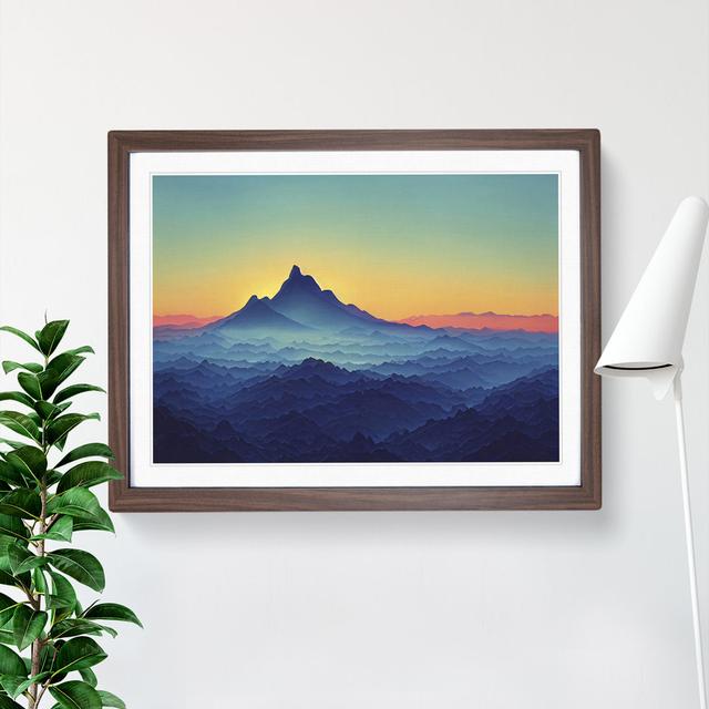 XH1022-6829X Peaceful Mountain Sunrise Vol.3 - Graphic Art Union Rustic Size: 34cm H x 46cm W, Frame Colour: Brown on Productcaster.