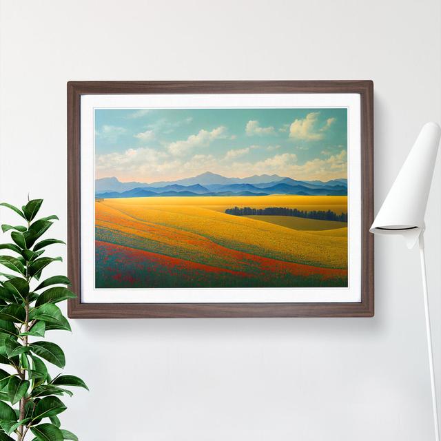 Beguiling Spring Meadow Landscape - Picture Frame Graphic Art Marlow Home Co. Size: 46cm H x 64cm W x 2cm D, Frame Colour: Walnut Framed on Productcaster.