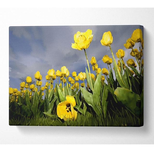 Yellow Daisy Storms - Wrapped Canvas Art Prints Brambly Cottage Size: 101.6cm H x 142.2cm W x 10cm D on Productcaster.