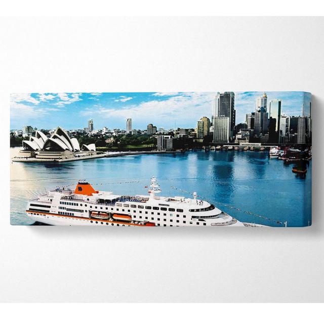 Sydney Harbour Cruise Liner Panoramic Canvas Ebern Designs Size: 81.3cm H x 183cm W x 10cm D on Productcaster.