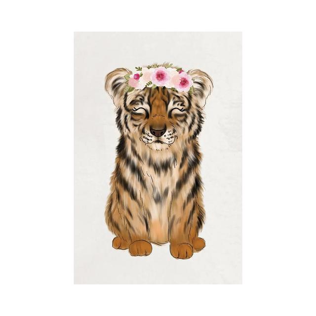 Floral Crown Baby Tiger by Katie Bryant - Wrapped Canvas Graphic Art Latitude Vive Size: 66.04cm H x 45.72cm W x 3.81cm D on Productcaster.