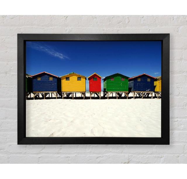 Beach Hut Skies Framed Print House of Hampton Format: Silver Framed Paper, Size: 21cm H x 29.7cm W x 3cm D on Productcaster.