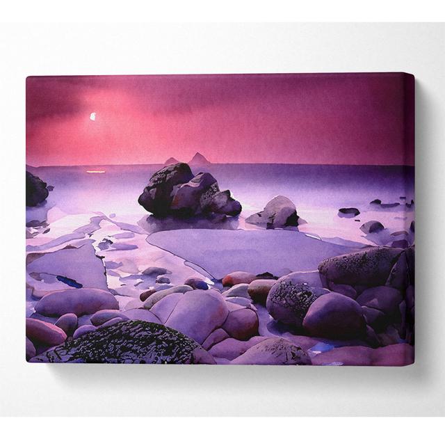 Lilac Beach Rocks - Wrapped Canvas Art Prints House of Hampton Size: 66cm H x 106.6cm W on Productcaster.