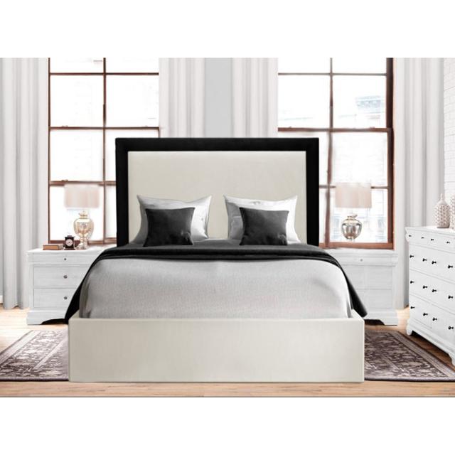 Alando Upholstered Panel Bed Canora Grey Size: Small Double (4'), Colour: White/Black on Productcaster.