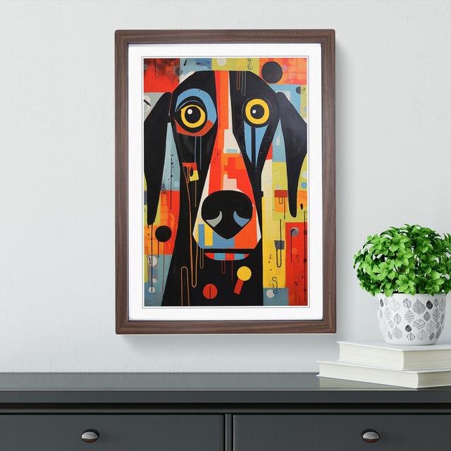 Dog Constructivism - Print Marlow Home Co. Size: 46cm H x 34cm W, Format: Walnut Framed on Productcaster.