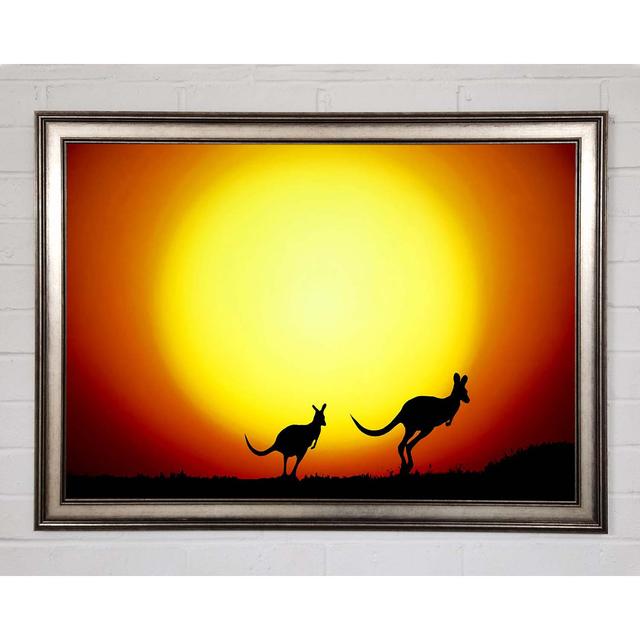 Kangaroos By Sunlight - Print Brayden Studio Size: 42cm H x 59.7cm W x 1.5cm D, Format: Black Framed Paper on Productcaster.