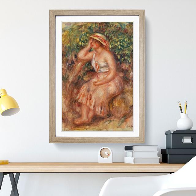 Woman Daydreaming by Pierre-Auguste Renoir - Picture Frame Painting East Urban Home Size: 48cm H x 36cm W x 2cm D, Frame Option: Oak on Productcaster.