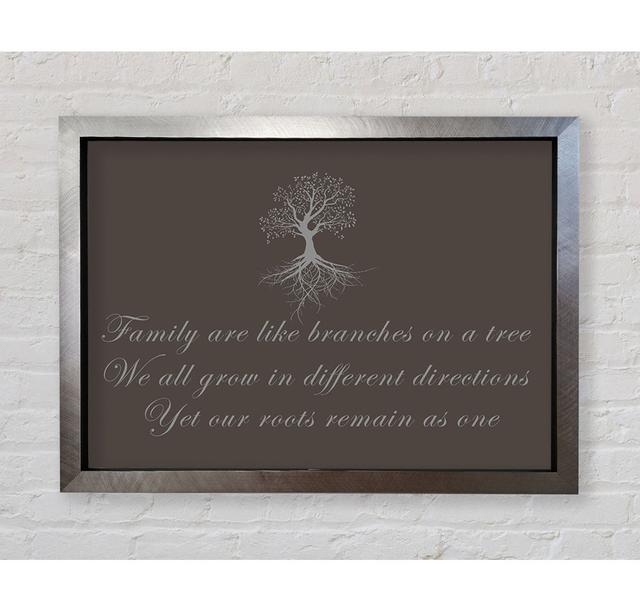 Family Quote Family Are Like Branches - Single Picture Frame Art Prints Bright Star Colour: Chocolate, Size: 100cm H x 141.4cm W on Productcaster.