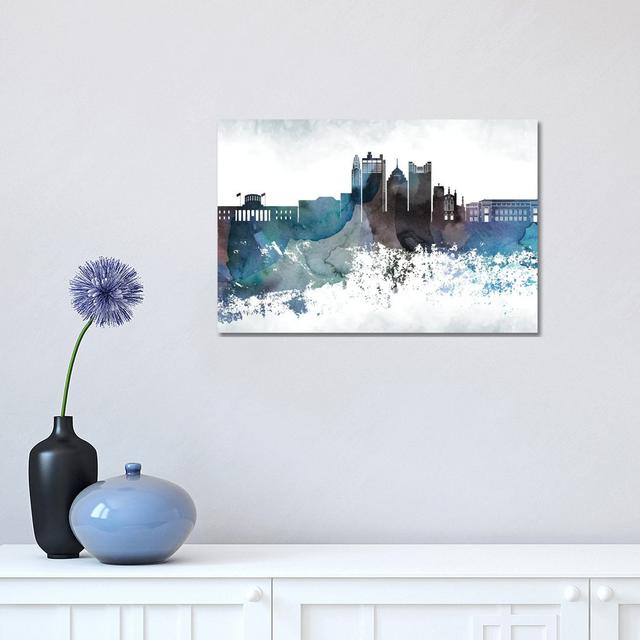 Columbus Bluish Skyline by WallDecorAddict - Wrapped Canvas Print Latitude Run Size: 30.48cm H x 45.72cm W x 1.91cm D on Productcaster.