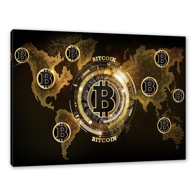 Leinwandbild Weltkarte der Bitcoins BTC Maturi Format: Leinwand, Größe: 40 cm H x 60 cm B x 2 cm T on Productcaster.