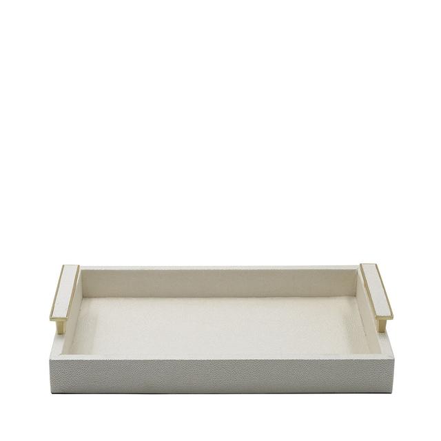 Adiana Faux Litchi Decoration Serving Tray for Living Room Decor, Stylish Tray for Tabletop (Set of 2) Fairmont Park Colour: White on Productcaster.