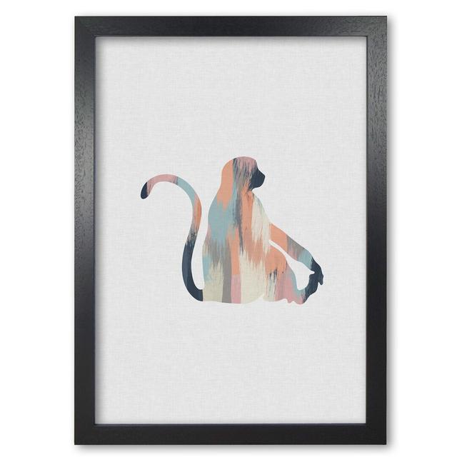 'Pastel Monkey' Graphic Art East Urban Home Format: Black Grain Frame, Size: 60 cm H x 42 cm W x 5 cm D on Productcaster.