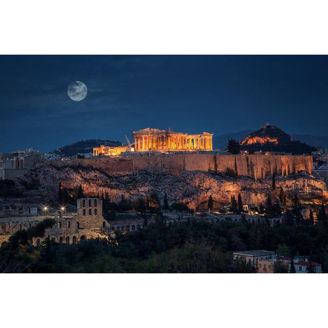 Acropolis at Night with Full Moon Greece by Robertbreitpaul - Wrapped Canvas Photograph 17 Stories Size: 51cm H x 76cm W on Productcaster.